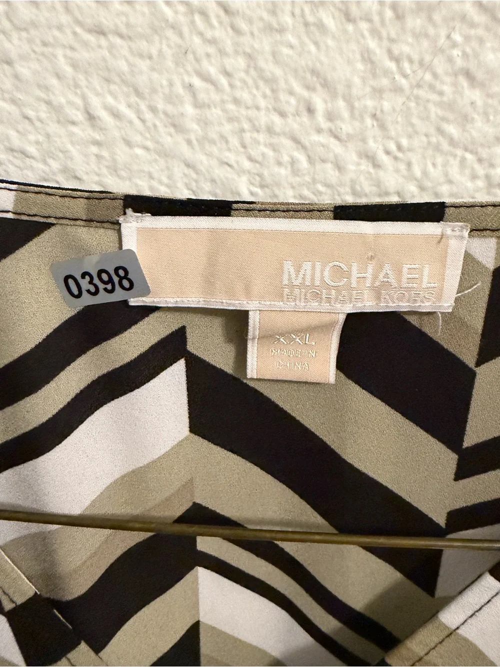 Michael Kors Olive, Black & White Chevron Zip-Front Crop Top
